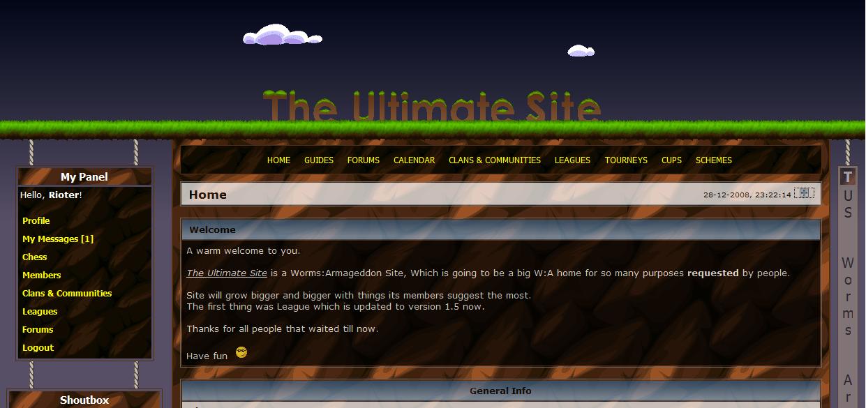 TUS homepage screenshot