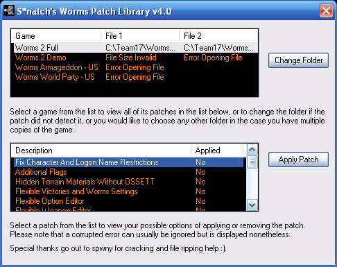 S*natch patch screenshot