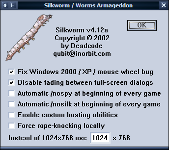 Silkworm 4.12a configuration dialog